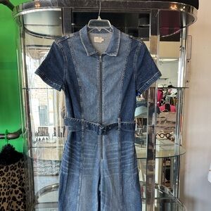Alice + Olivia Denim Zip-Up Wide Leg  Jumpsuit. Size 31